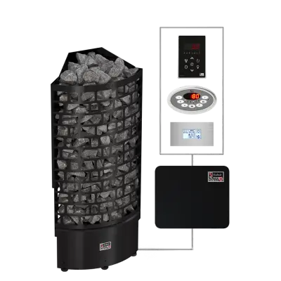 SAWO sauna series tower ARI Corner Black NS 400x400