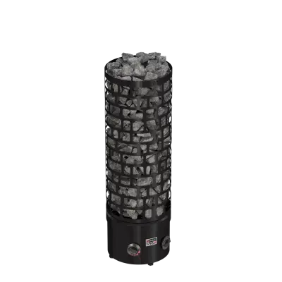 SAWO sauna series tower ARI Round Black NB 400x400