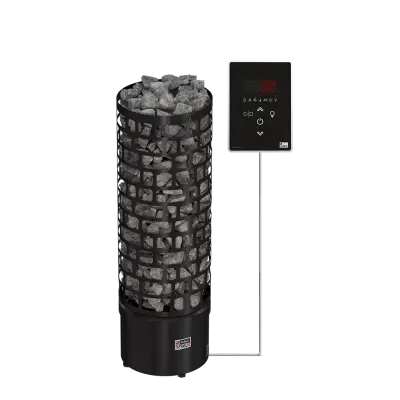 SAWO sauna series tower ARI Round Black Ni2 400x400