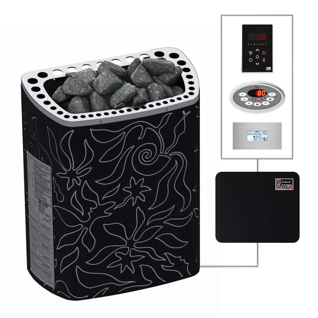 SAWO sauna heaters wall MN NS Dragonfire Black