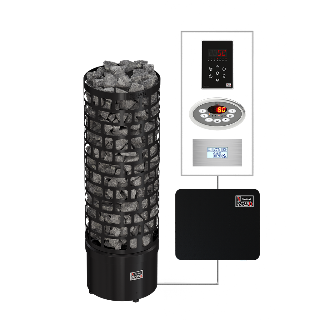 SAWO sauna series tower ARI Round Black NS