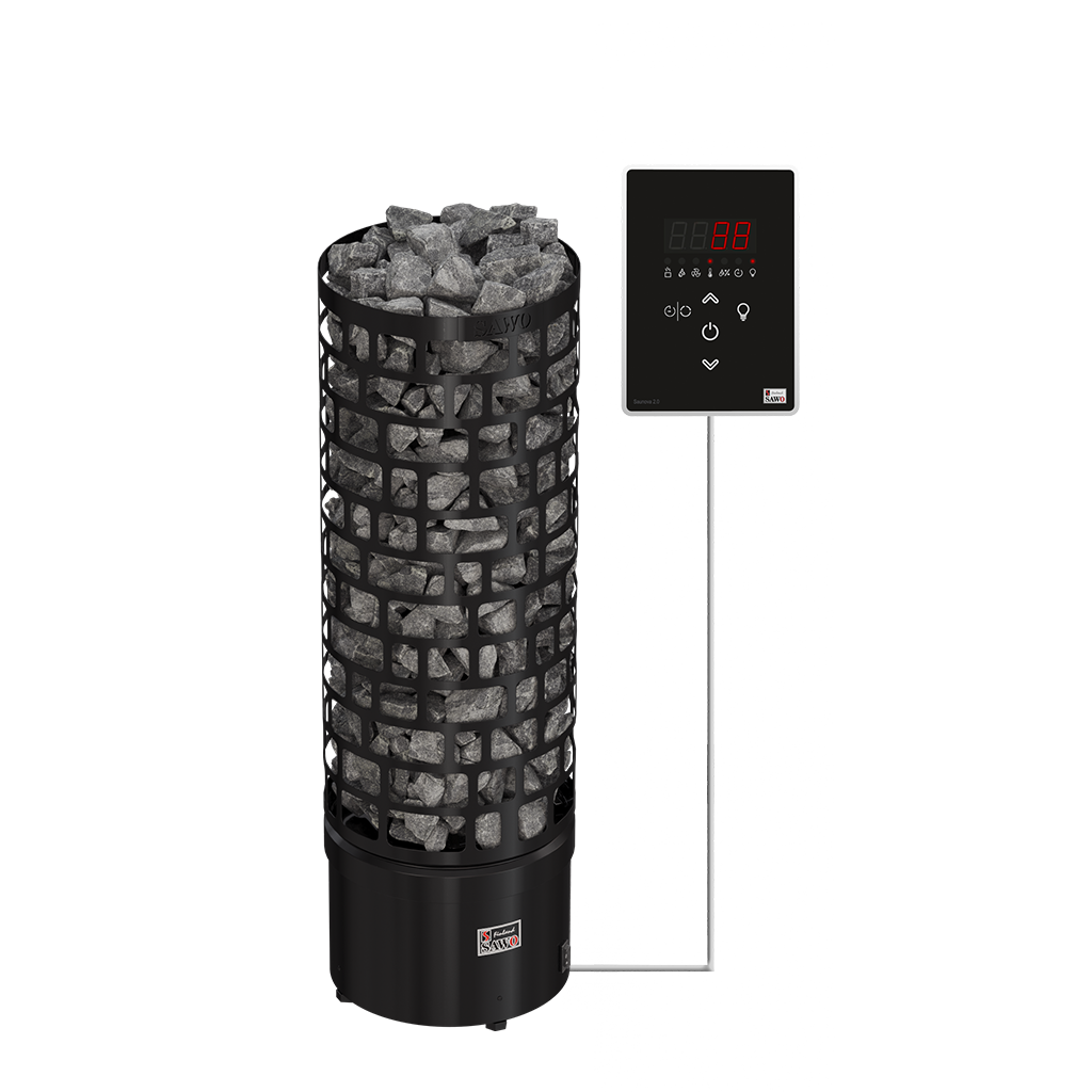 SAWO sauna series tower ARI Round Black Ni2