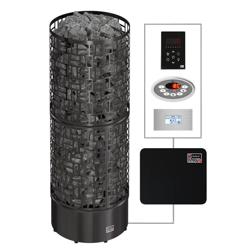 SAWO sauna heaters tower SW3 Round Black NS (1)