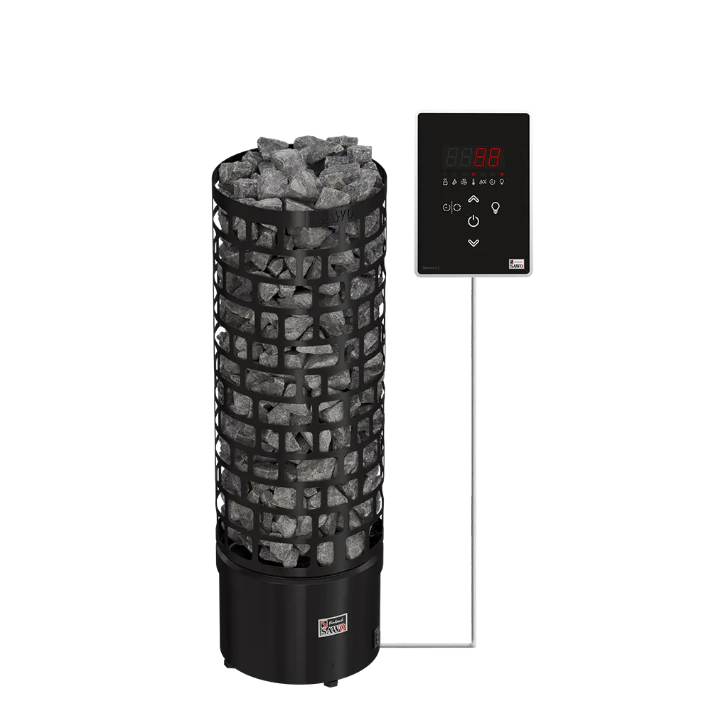 SAWO sauna series tower ARI Round Black Ni2