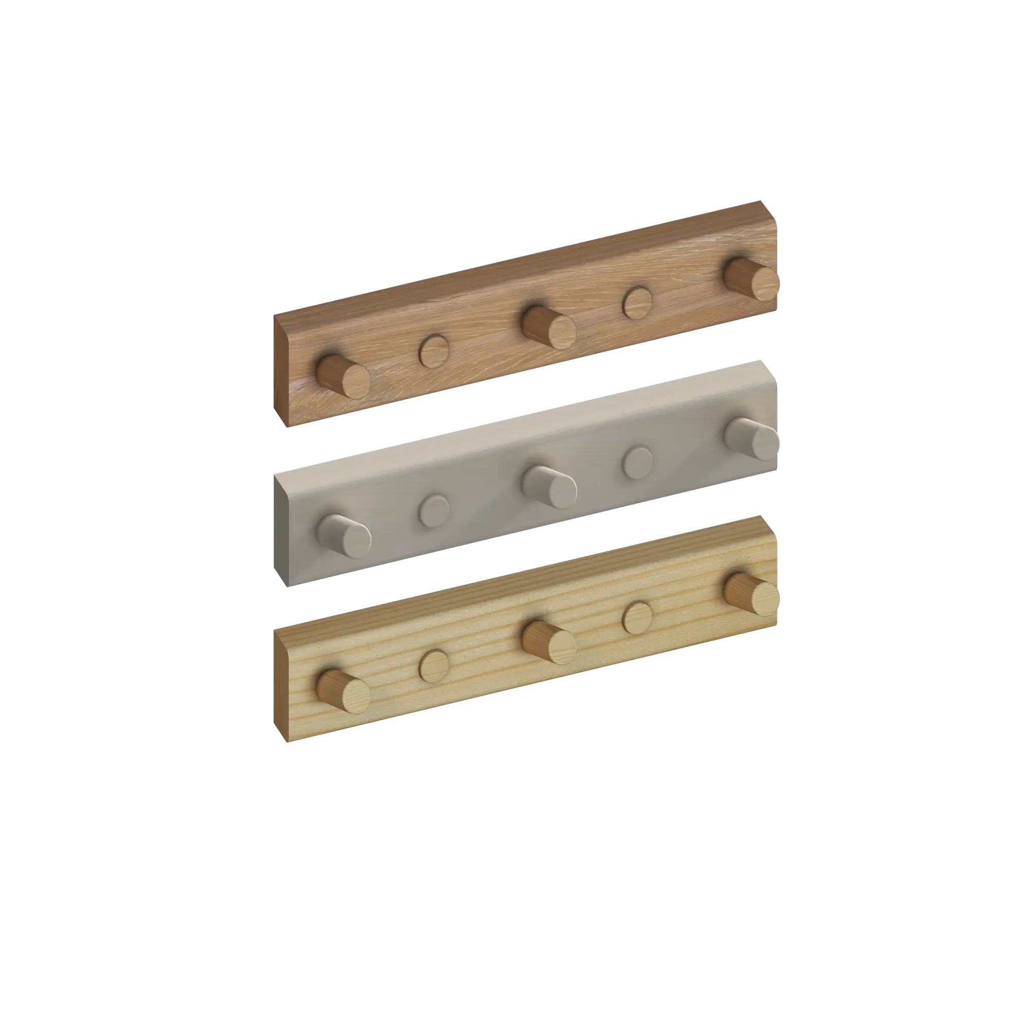 Wooden Hook Rack (3 Hooks)