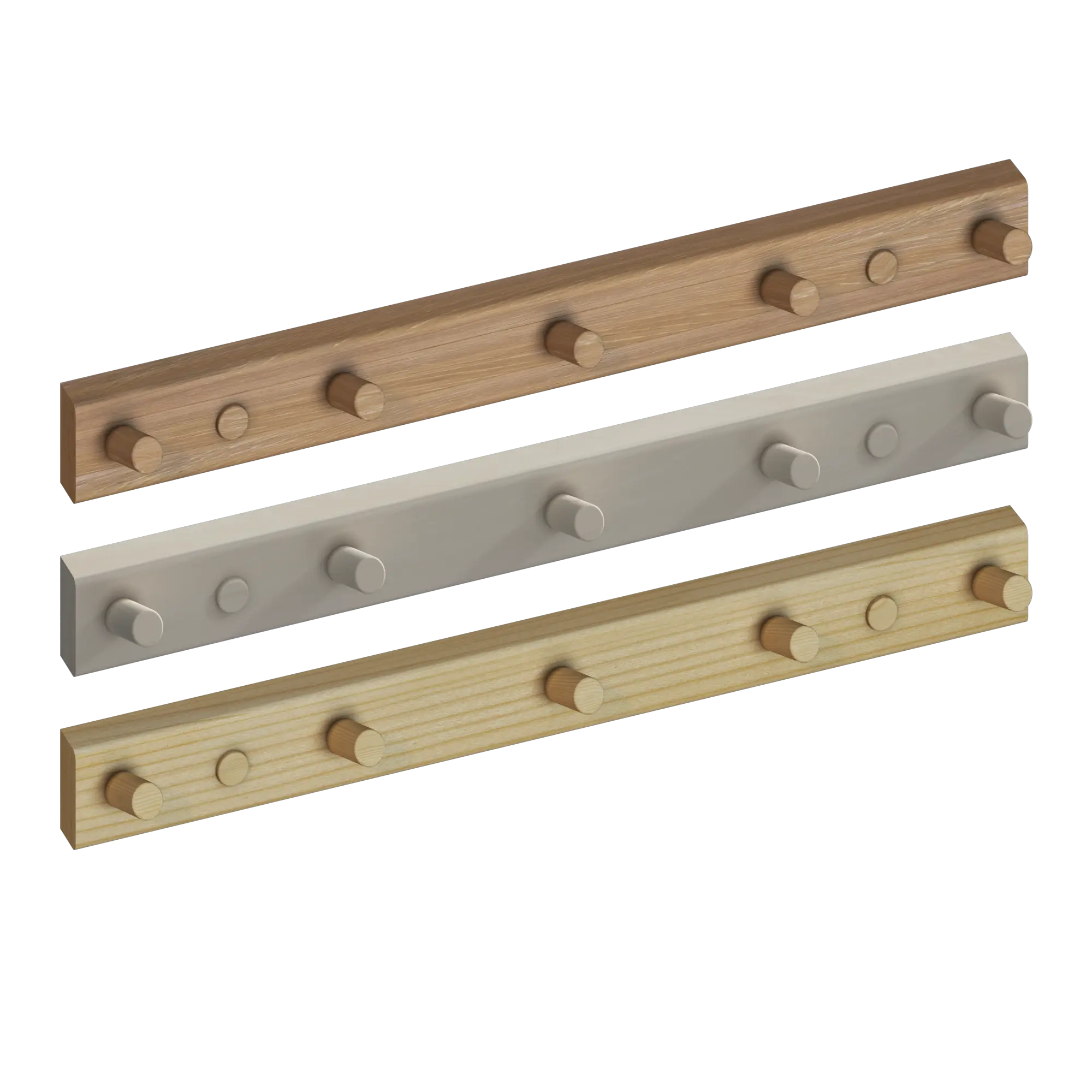 Wooden Hook Rack (6 Hooks)