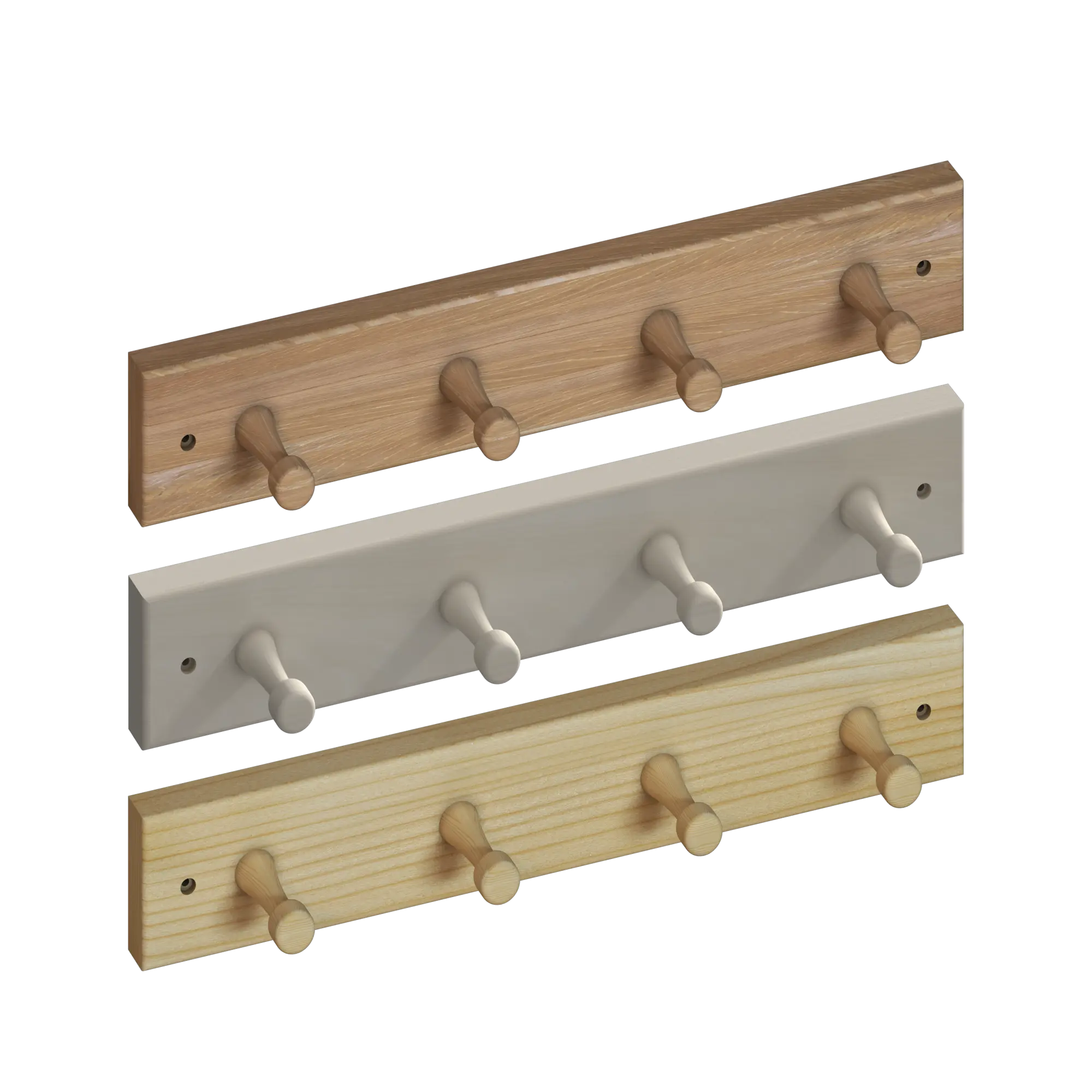 Wooden Hook Rack (4 Hooks)