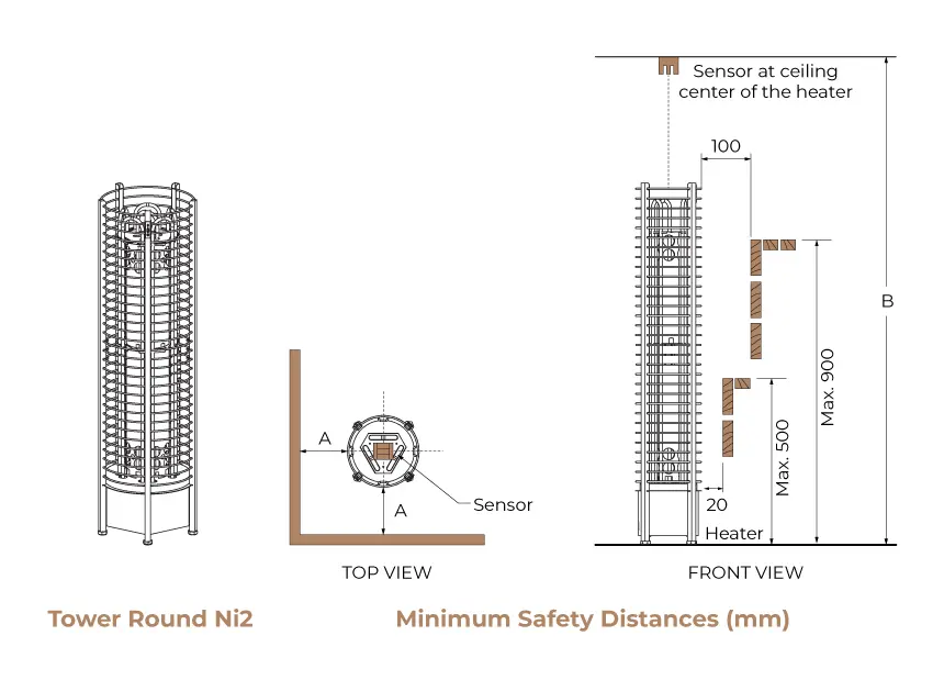 SAWO Tower Round Ni2 minimum safety distances SAWO Tower Round Ni2 minimum safety distances