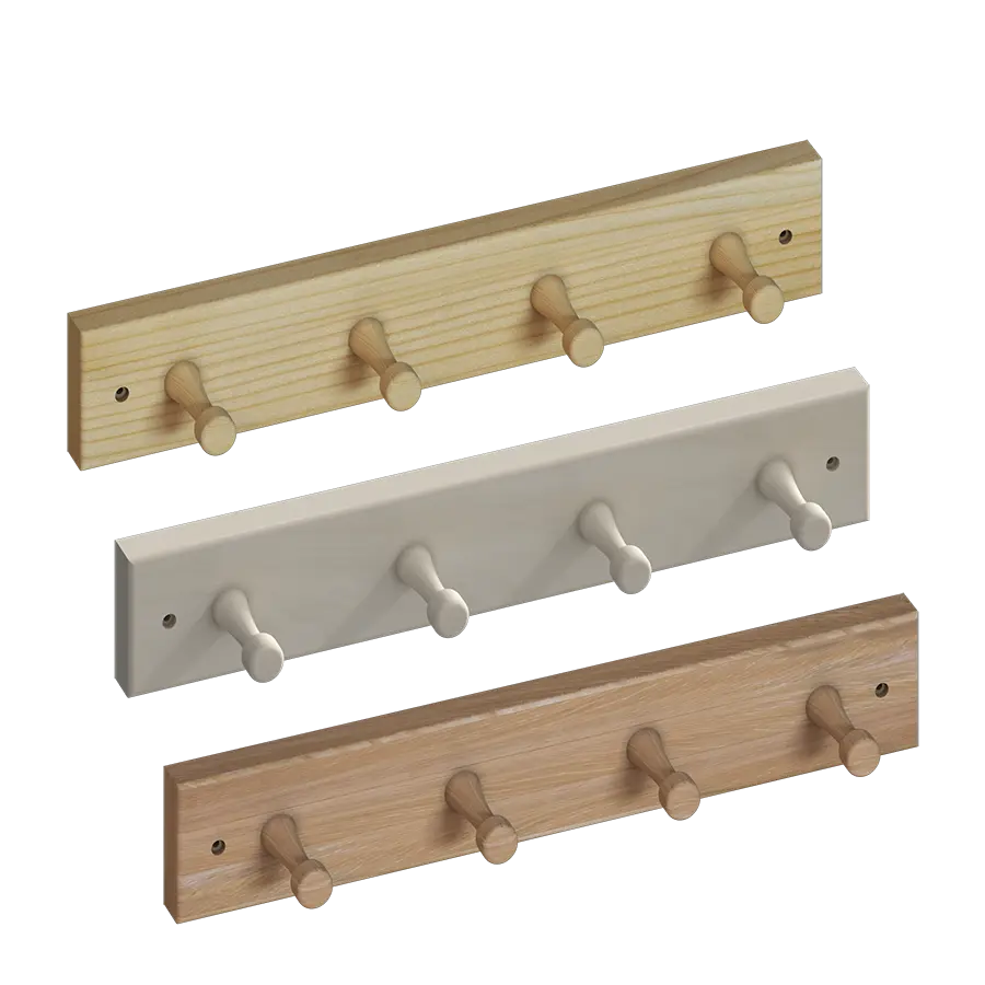 Wooden Hook Rack (4 Hooks)