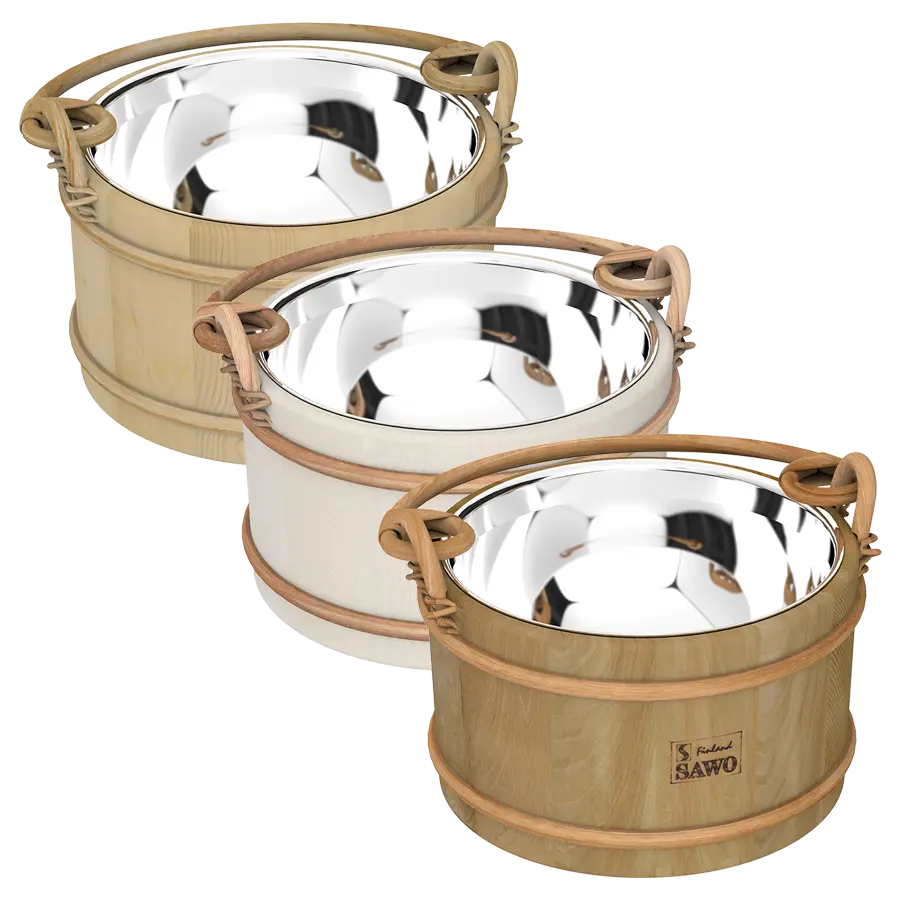 Wooden Pail Rattan with Stainless Steel Insert 5L