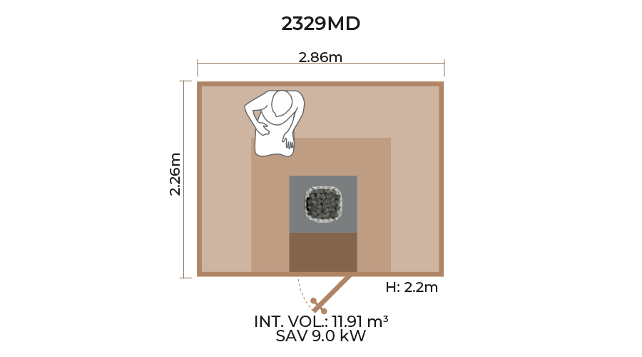 Standard Sauna Room Horizontal Panel 2329MD