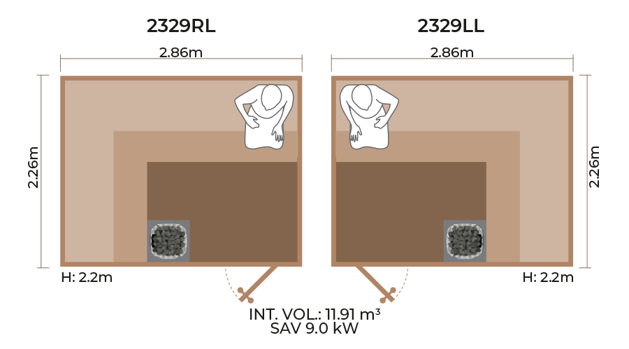 Standard Sauna Room Horizontal Panel 2329RL LL