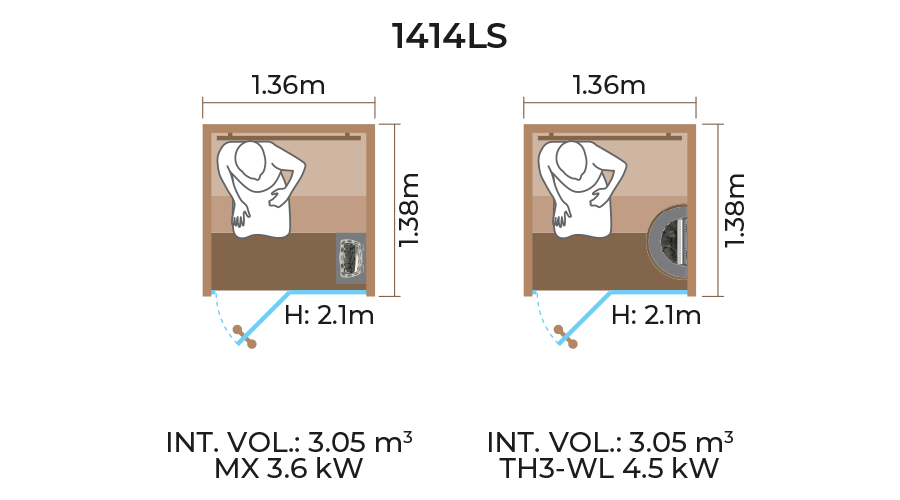Glass Front Sauna Room Horizontal Panel 1414LS