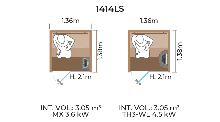 Glass Front Sauna Room Horizontal Panel 1414LS
