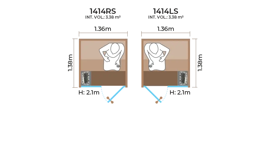 Glass Front Sauna Room Horizontal Panel 1414RS LS