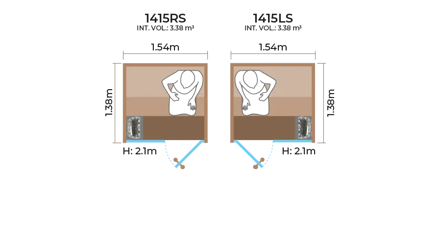 Glass Front Sauna Room Horizontal Panel 1415RS LS