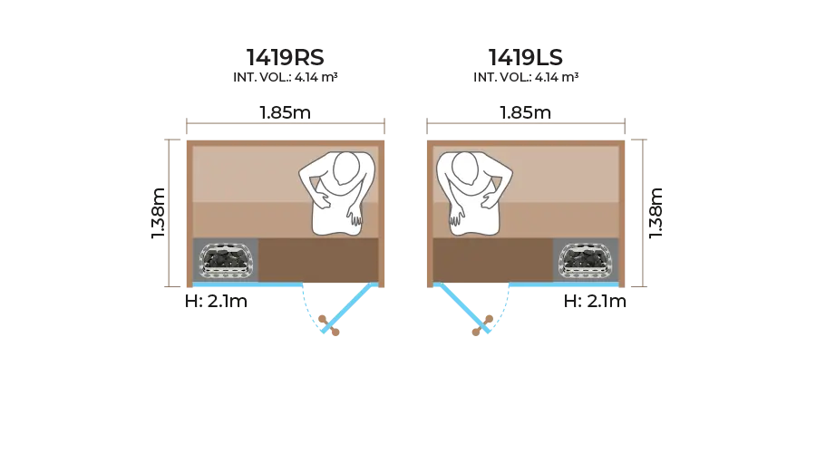 Glass Front Sauna Room Horizontal Panel 1419RS LS