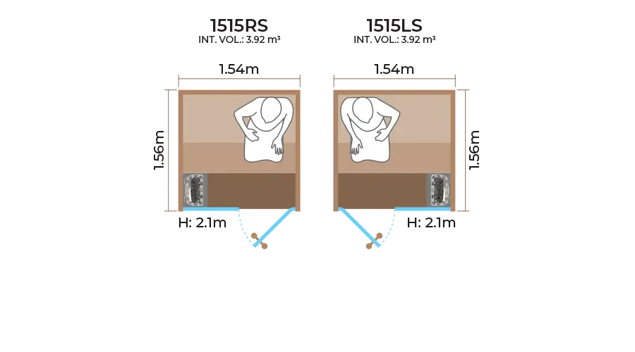 Glass Front Sauna Room Horizontal Panel 1515RS LS