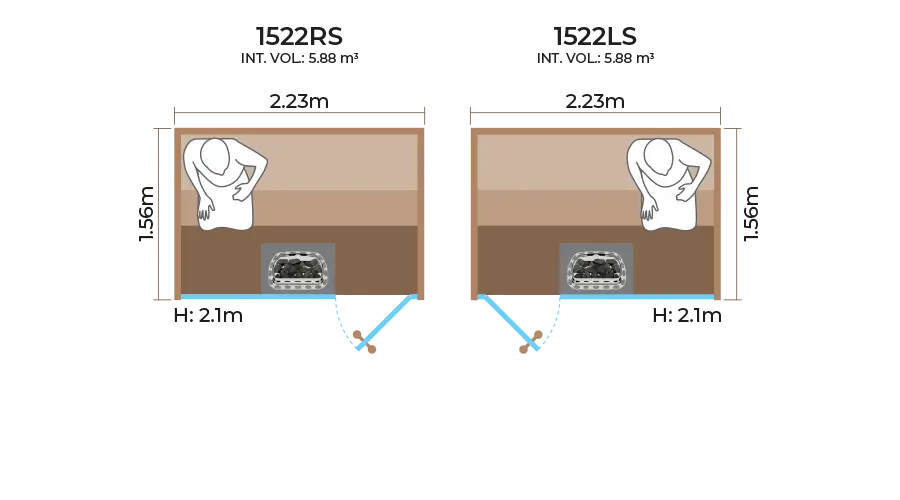 Glass Front Sauna Room Horizontal Panel 1522RS LS