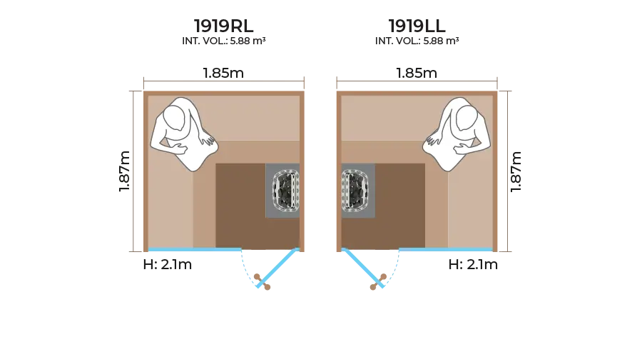 Glass Front Sauna Room Horizontal Panel 1919RL LL