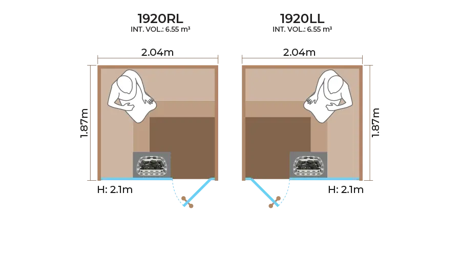 Glass Front Sauna Room Horizontal Panel 1920RL LL