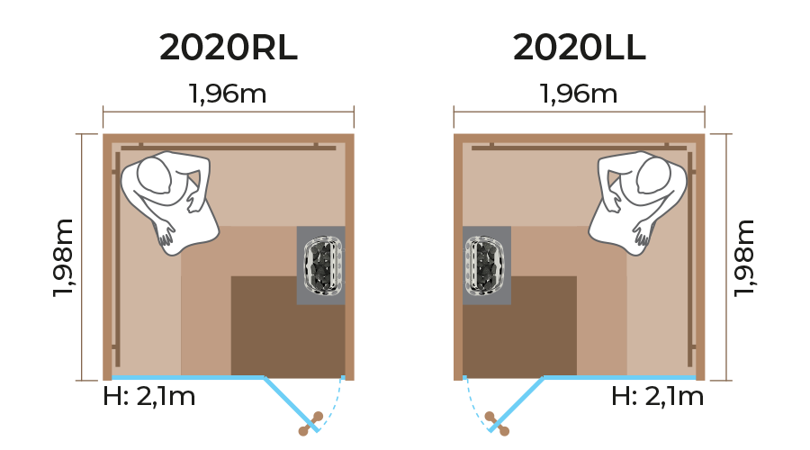 Glass Front Sauna Room Horizontal Panel 2020RL LL