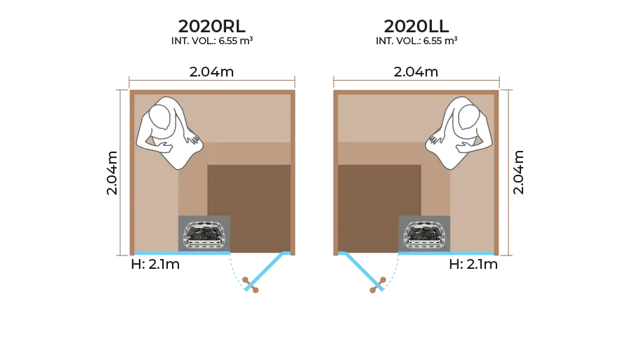 Glass Front Sauna Room Horizontal Panel 2020RL LL