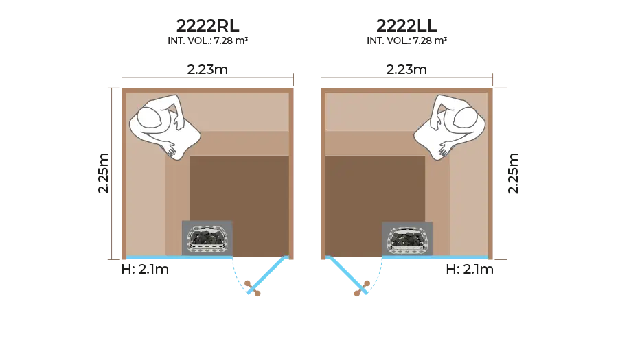 Glass Front Sauna Room Horizontal Panel 2222RL LL