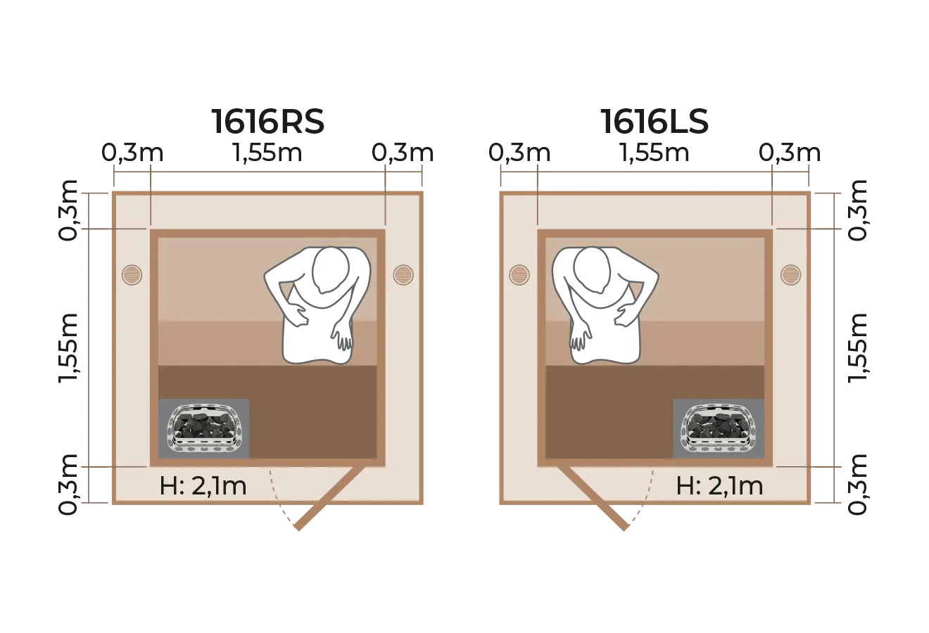 Outdoor Sauna Room Horizontal Panel 1616RS LS
