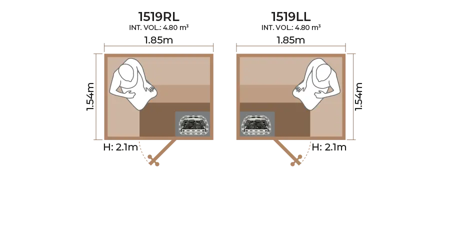 Standard Sauna Room Horizontal Panel 1519RL LL