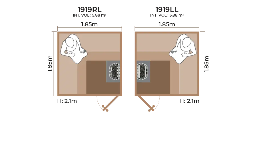 Standard Sauna Room Horizontal Panel 1919RL LL