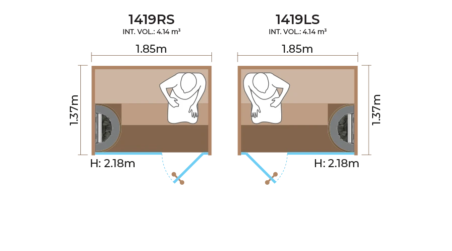 Glass Front Sauna Room Horizontal Panel 1419RS LS