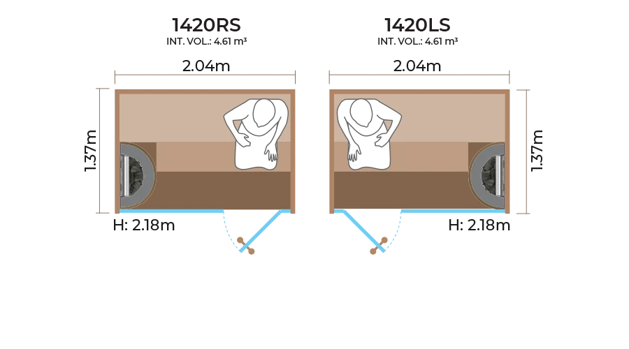 Glass Front Sauna Room Horizontal Panel 1420RS LS