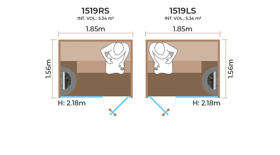 Glass Front Sauna Room Horizontal Panel 1519RS LS