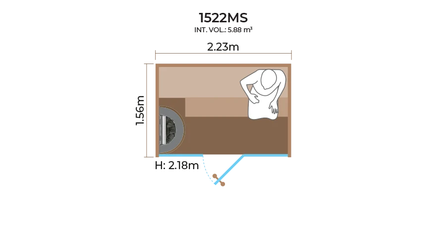 Glass Front Sauna Room Horizontal Panel 1522MS
