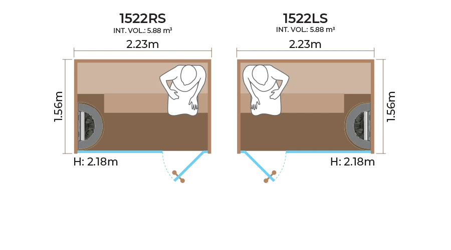 Glass Front Sauna Room Horizontal Panel 1522RS LS