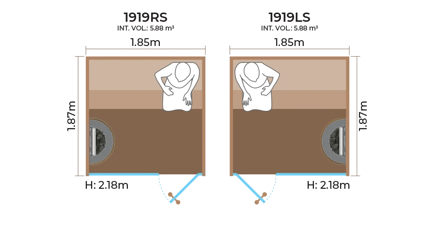 Glass Front Sauna Room Horizontal Panel 1919RS LS
