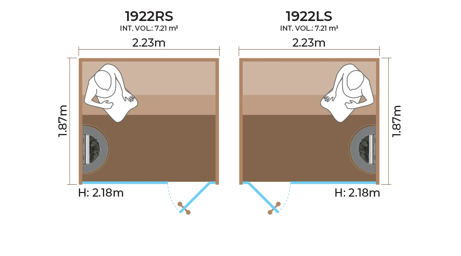 Glass Front Sauna Room Horizontal Panel 1922RS LS