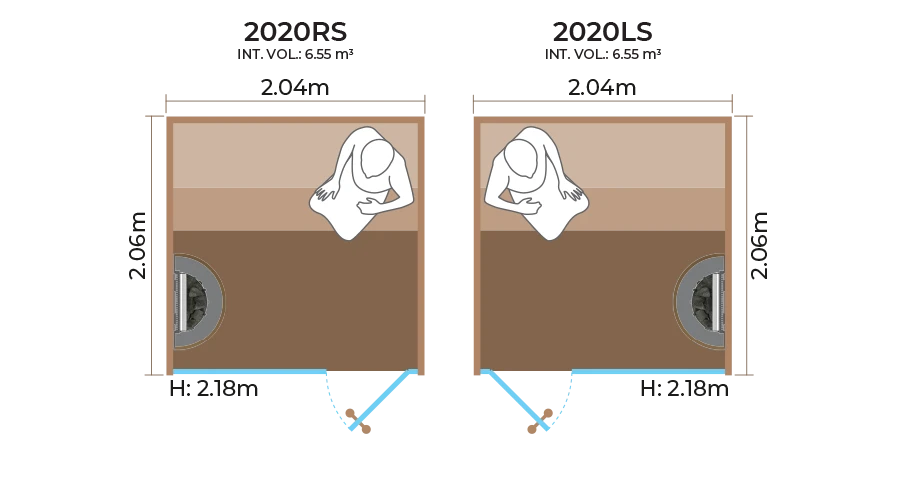 Glass Front Sauna Room Horizontal Panel 2020RS LS