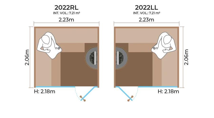 Glass Front Sauna Room Horizontal Panel 2022RL LL