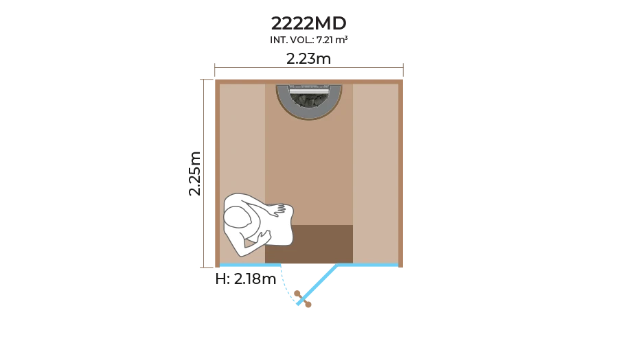 Glass Front Sauna Room Horizontal Panel 2222MD