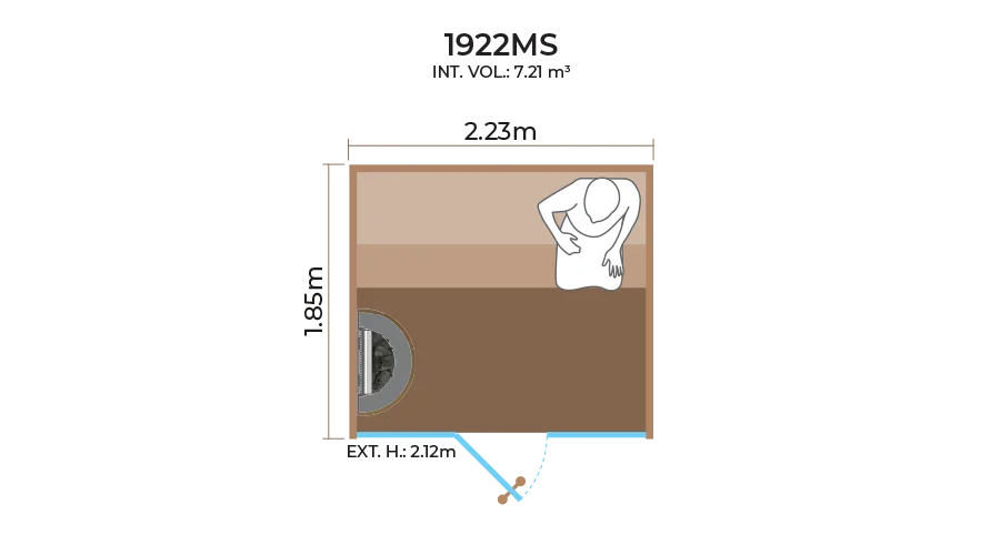 Glass Front Sauna Room Horizontal Panel 1922MS